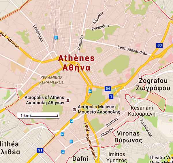 carte d athenes