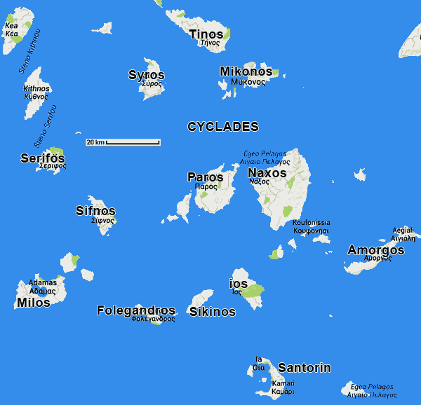 carte des cyclades