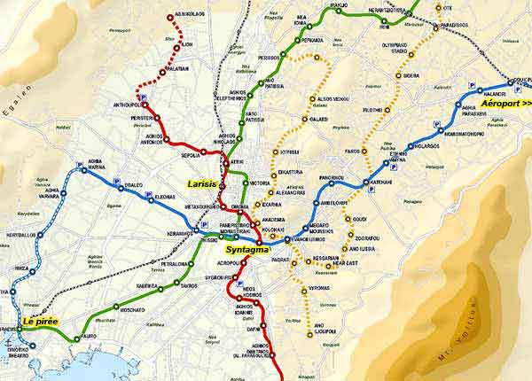 plan du métro d'athènes