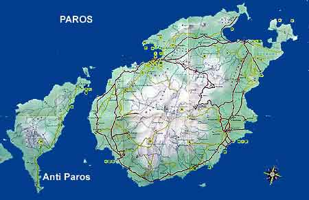 carte de Paros cyclades Greece Grèce