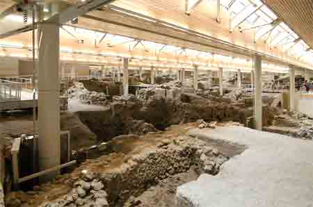 fouilles à Akrotiri - Santorin