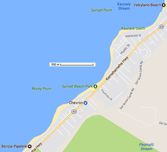 carte de Sunset beach à Ohau - Hawaii