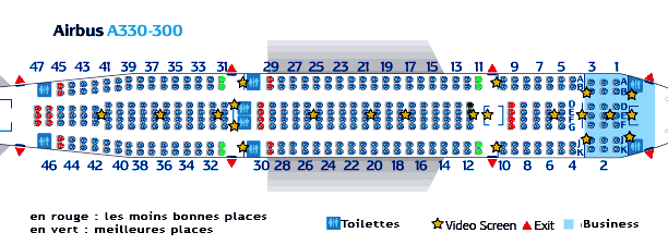 plan de cabine d avion avec bonnes et mauvaises places