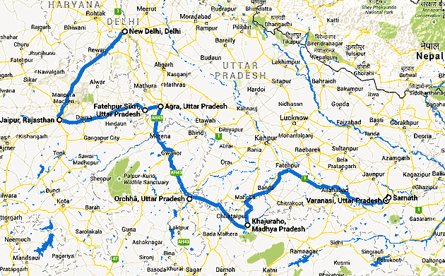 carte du circuit en inde du nord