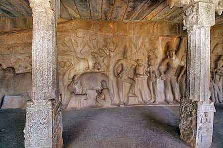 Inde Tamil Nadu la légende de l'ascèse d'Arjuna  Mamallapuram