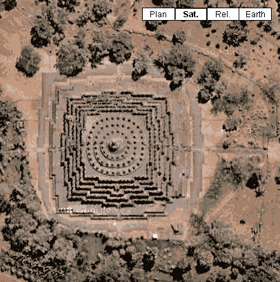 vue satellite du temple de Borobudur