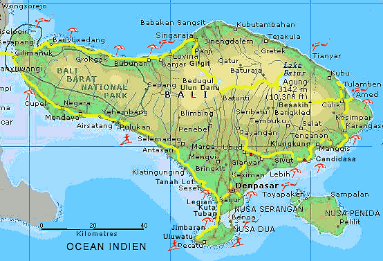 carte de Bali - Indonésie