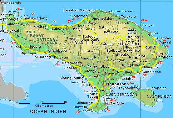 bali carte indonesie