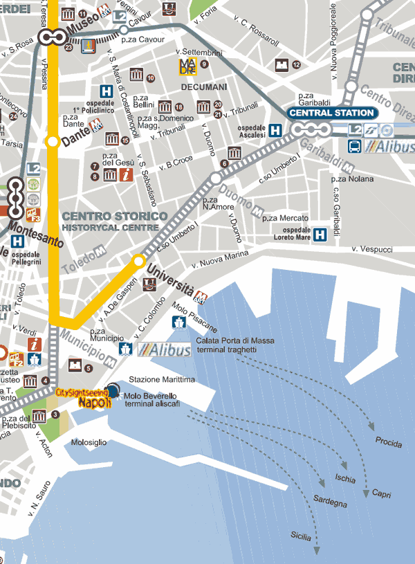 centre historique de Naples - métro - port
