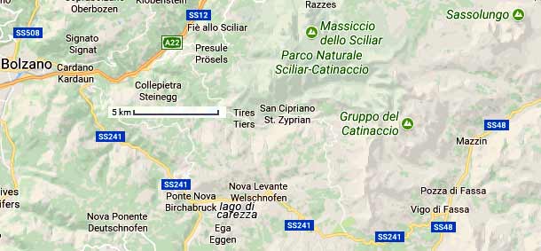 carte des Dolomites - circuit 1ere partie