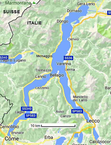 carte du lac de come