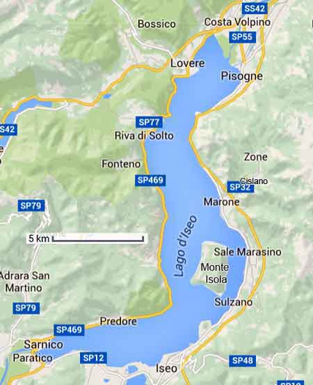 carte du lac Iseo