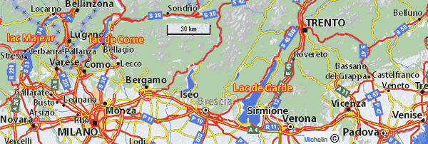 carte détaillée italie du nord