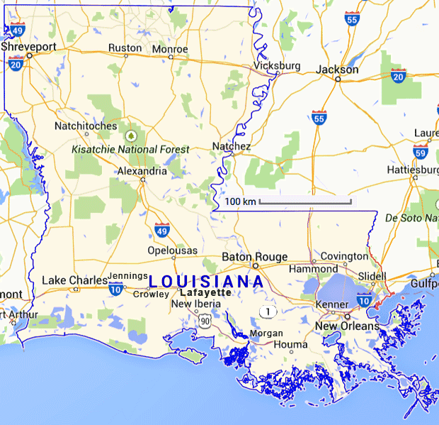 carte de la Louisiane