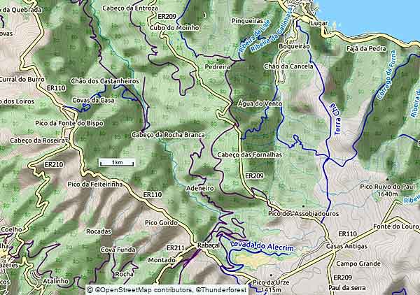 carte de la route ER110 Madère