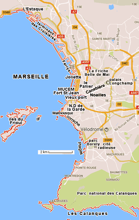 carte de Marseille - sites à voir 