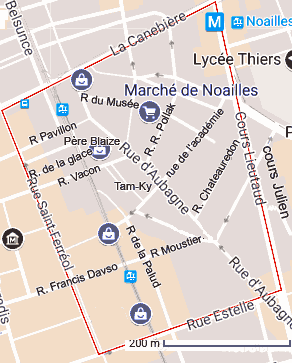 carte du quartier de Noailles Marseille
