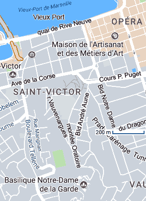 carte de situation de Notre Dame de la garde Marseille