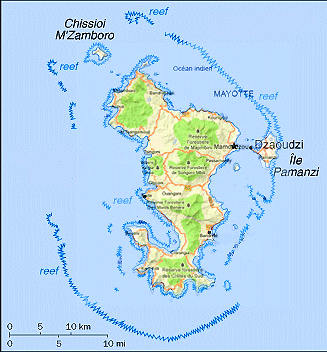 carte de Mayotte avec la barière de corail