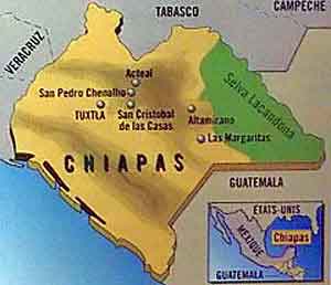 carte du Chiapas Mexique