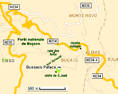 carte de la forêt de Bussaco Portugal