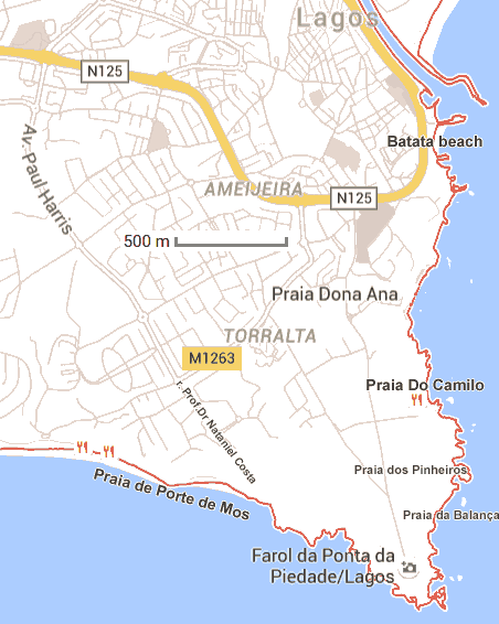 carte de Lagos Portugal