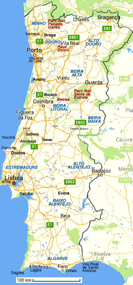 carte générale du Portugal