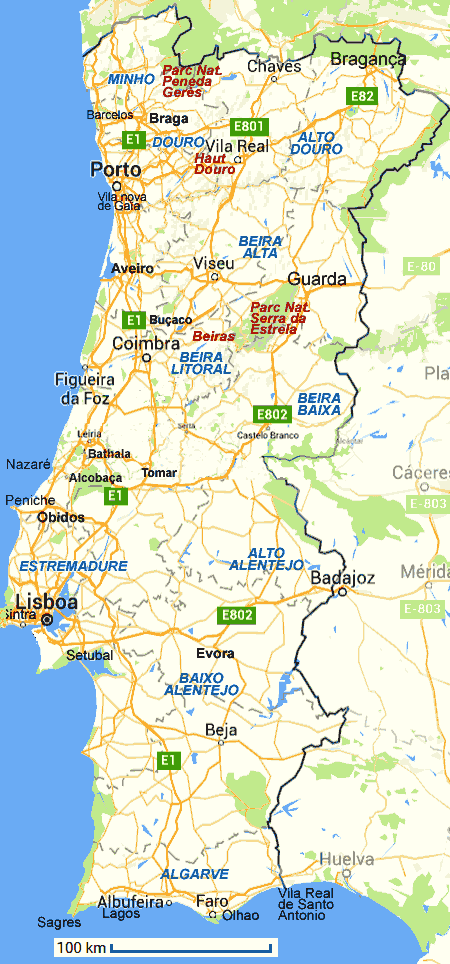 carte du portugal