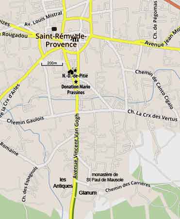 carte des environs immédiats de St remy de Provence