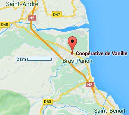 carte de la cooperatuive de Vanille La Réunion
