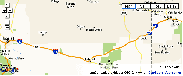 carte de la route 66 de gallup  flagstaff 