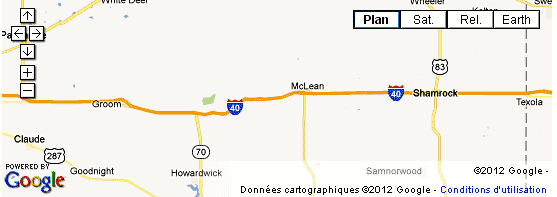 carte de la route 66 au Texas