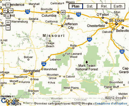 carte du Missouri Route 66 