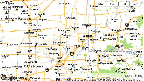 carte de l'Oklahoma ROute 66 