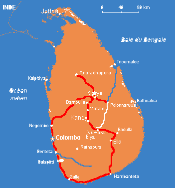 carte du Sri Lanka