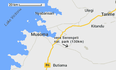 carte de la région de Musoma en Tanzanie