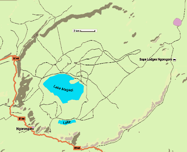 carte du cratere du Ngorongoro tanzanie