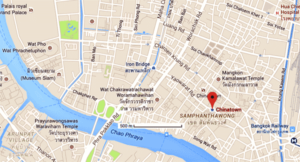 carte du quartier chinois de Bangkok