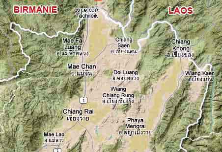 carte des environs de Chiang Rai Thailande