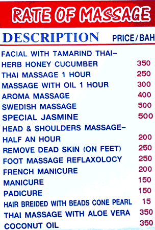 tarif des massages sur la plage de Koh Samui