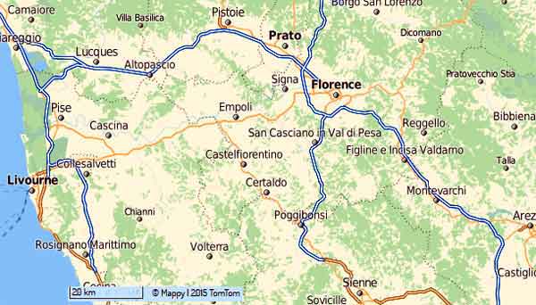 carte de la Toscane par Mappy