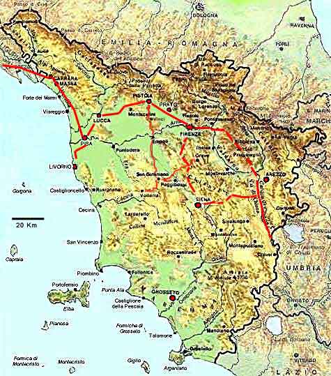 carte de la Toscane