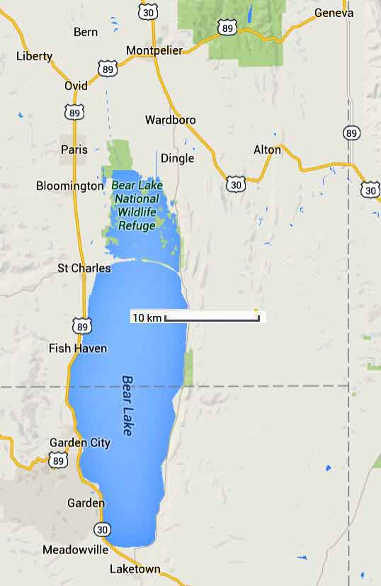 carte de bear lake en Idaho