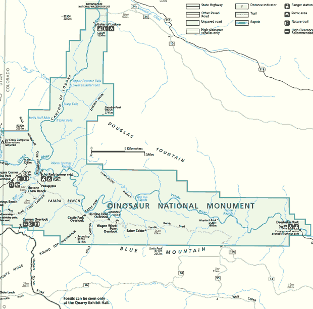 carte du Dinosaur National Monument dans le Colorado