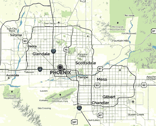 carte de Phoenix et de des environs Arizona