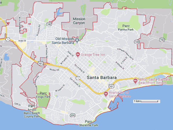 carte de Santa Barbara - Californie