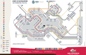 carte du réseau des transports fluviaux de Venise