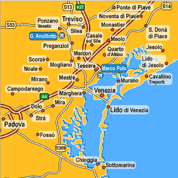 Carte des environs de Venise