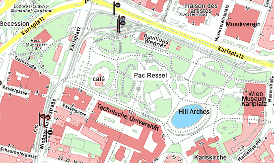 carte des environs de l'église St Charles Vienne